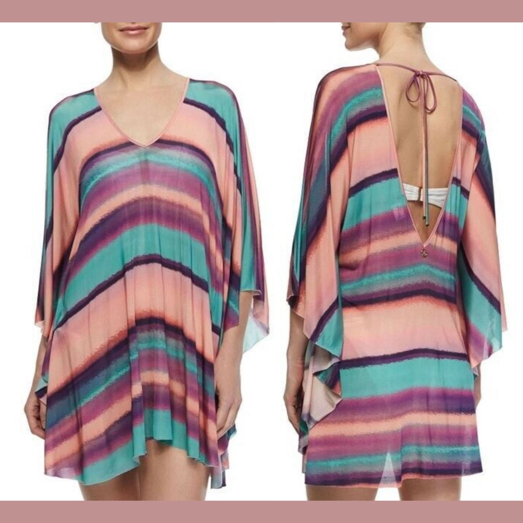 Nwd Vix Swimwear [Sz Large ] Reef Cover-Up Caftan In Rainbow